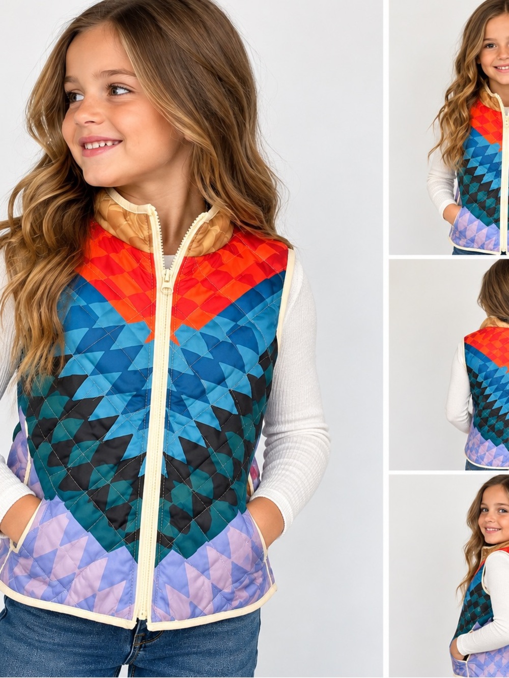 NWT Lab Valley Girls Large Multicolor Quilted Vest
